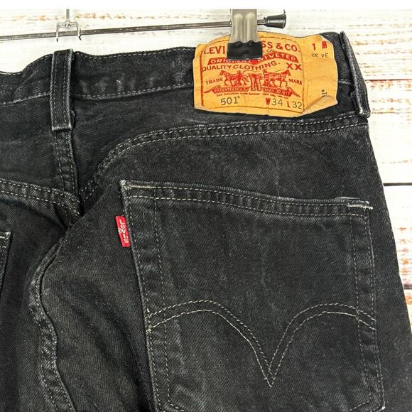 Levi's jeans 501 black size 34 relaxed work casual Straight Leg Jeans - Picture 4 of 4